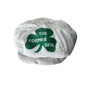 Vintage The Corner Bar Shamrock Newsboy Cap Hat Irish USA Union Made READ
